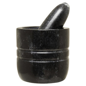 Marmore Black Marble Textured Mortar And Pestle