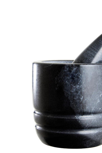 Marmore Black Marble Textured Mortar And Pestle