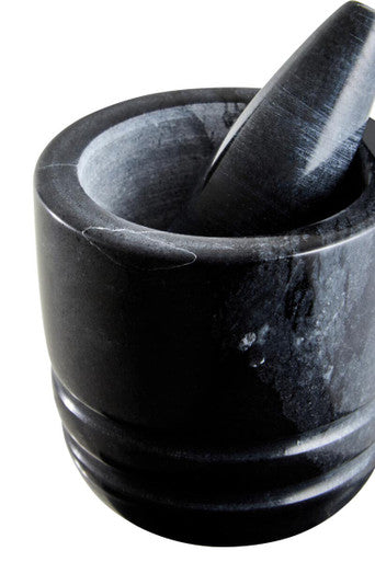 Marmore Black Marble Textured Mortar And Pestle
