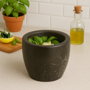 Black Marble Tapered Mortar and Pestle | Marmore