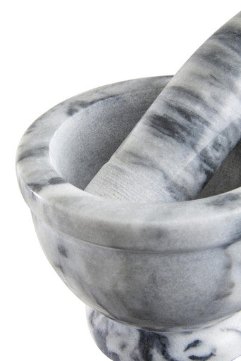 Salerno Grey Marble Mortar And Pestle With Rim