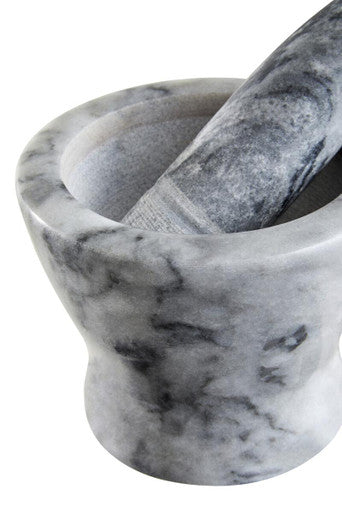Salerno Grey Marble Curved Mortar And Pestle