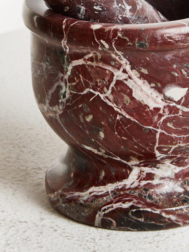Salmo Red and White Marble Mortar and Pestle