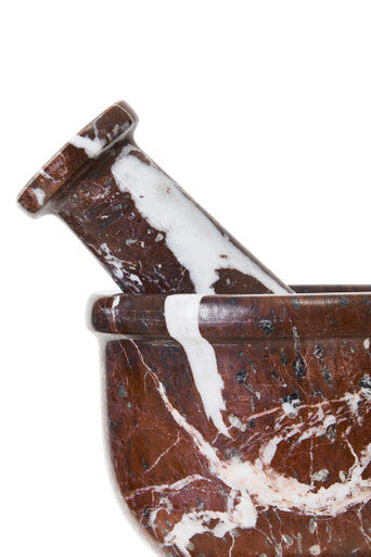 Salmo Red and White Marble Mortar and Pestle