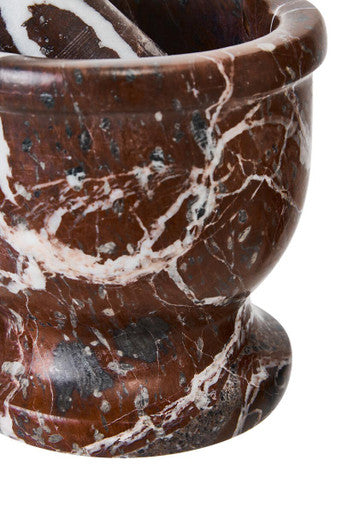 Salmo Red and White Marble Mortar and Pestle