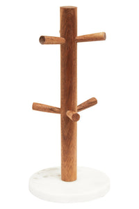 Monzaro Acacia Wood And White Marble Mug Tree