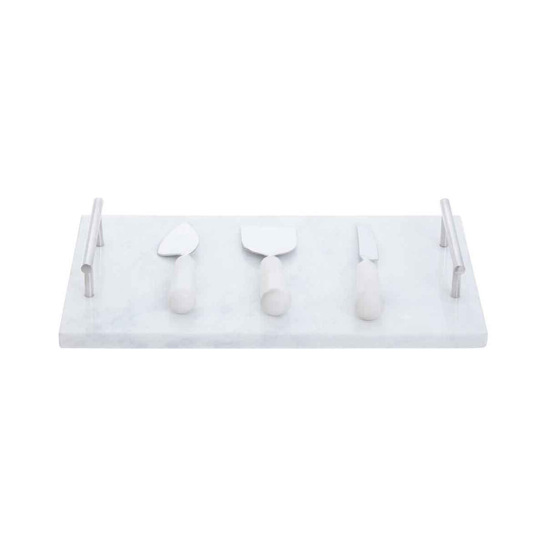 Marina White Marble Cheese Board and Knife Set