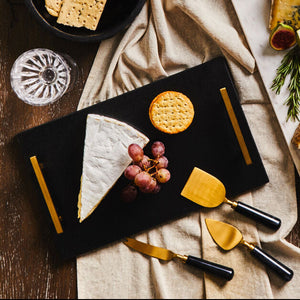 Black and Gold Cheese Board and Knife Set | Marina
