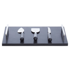 Marina Black Marble Cheese Board And Knife Set