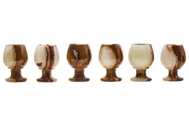 Marmore Set Of Six Onyx Shot Or Liqueur Glasses