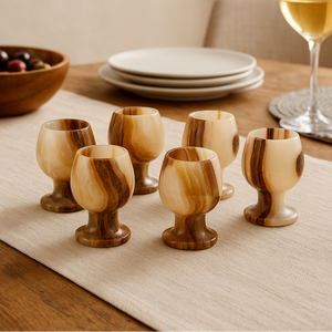 Set of Six Onyx Shot or Liqueur Glasses | Marmore