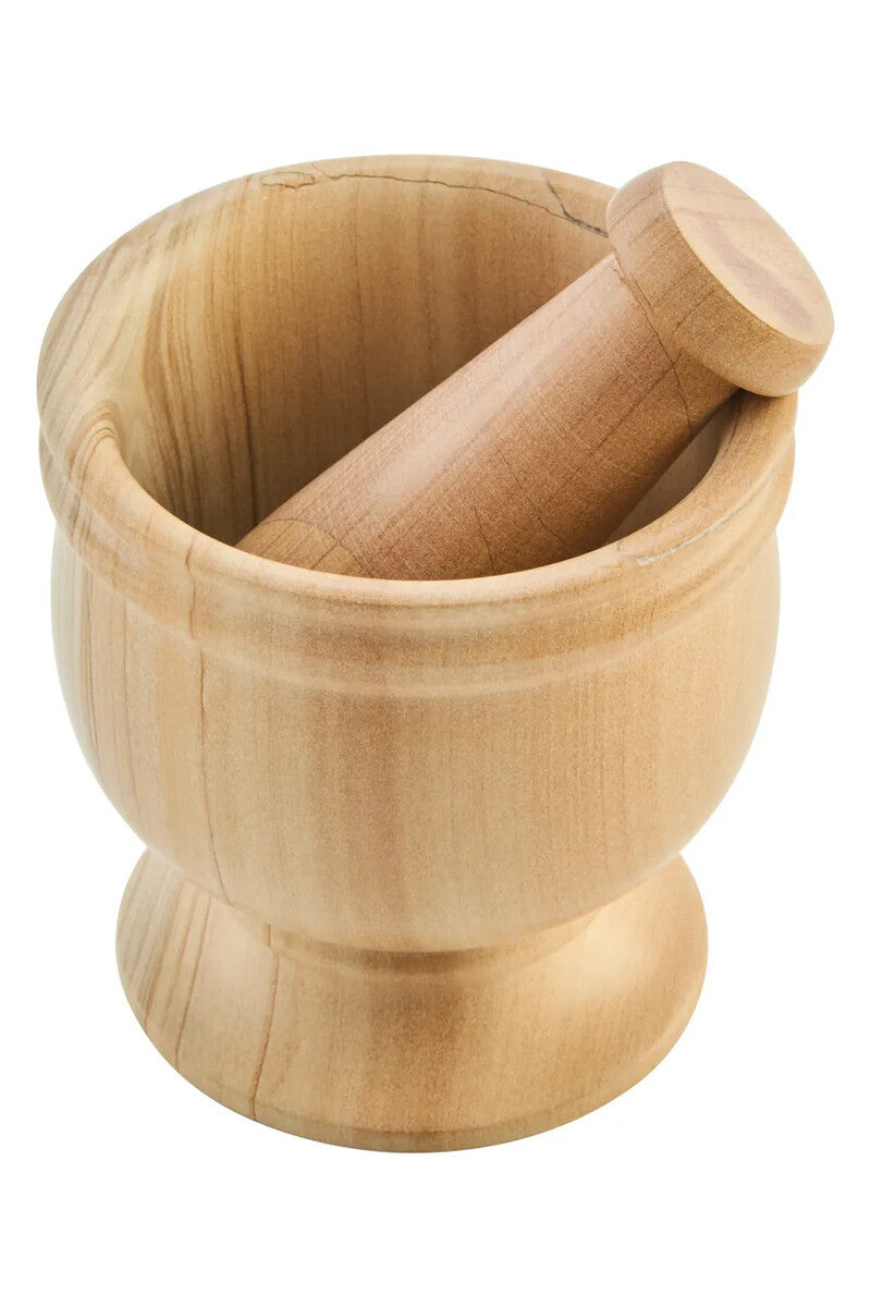 Tiga Teakwood Marble Mortar And Pestle