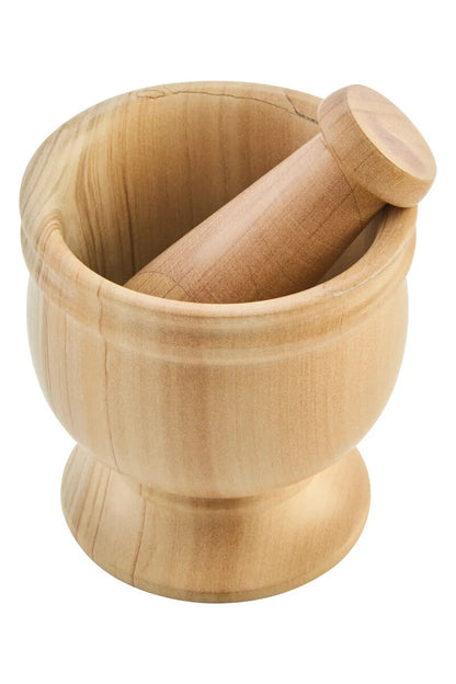 Tiga Teakwood Marble Mortar And Pestle