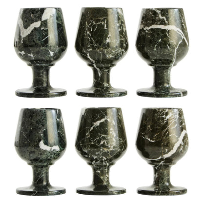 Marmore Set of Six Greenish Black Marble Shot or Liqueur Glasses