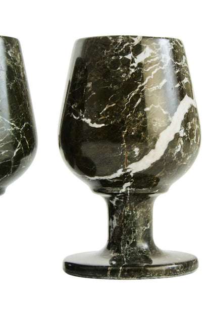 Marmore Set of Six Greenish Black Marble Shot or Liqueur Glasses