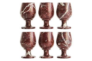 Marmore Set Of Six Red Marble Shot Or Liqueur Glasses