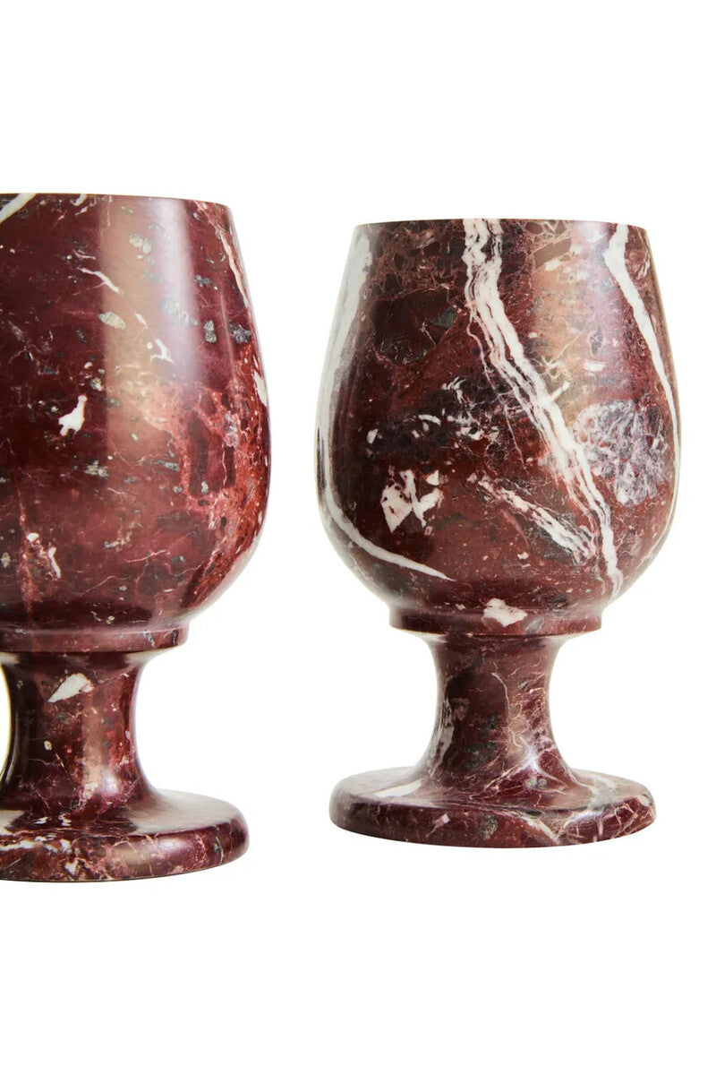 Marmore Set Of Six Red Marble Shot Or Liqueur Glasses