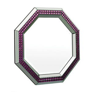Purple and Mirrored Glass Octagonal Wall Mirror | Carlotta