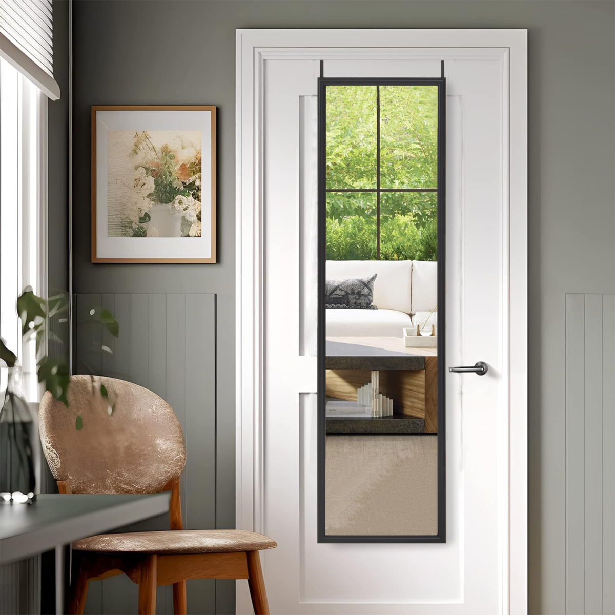 Mize Black Plastic Frame Over Door Mirror