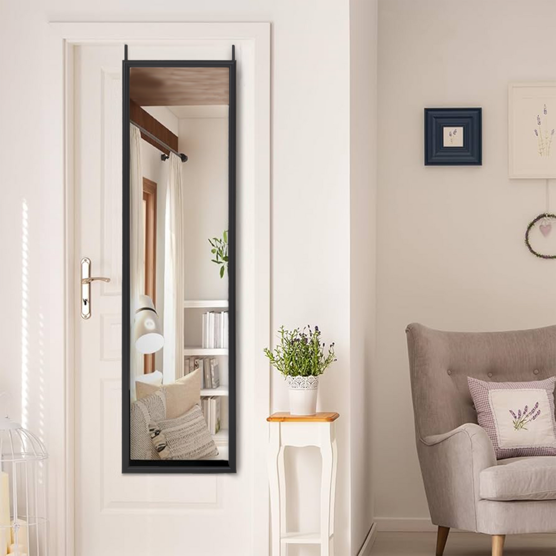 Mize Black Plastic Frame Over Door Mirror