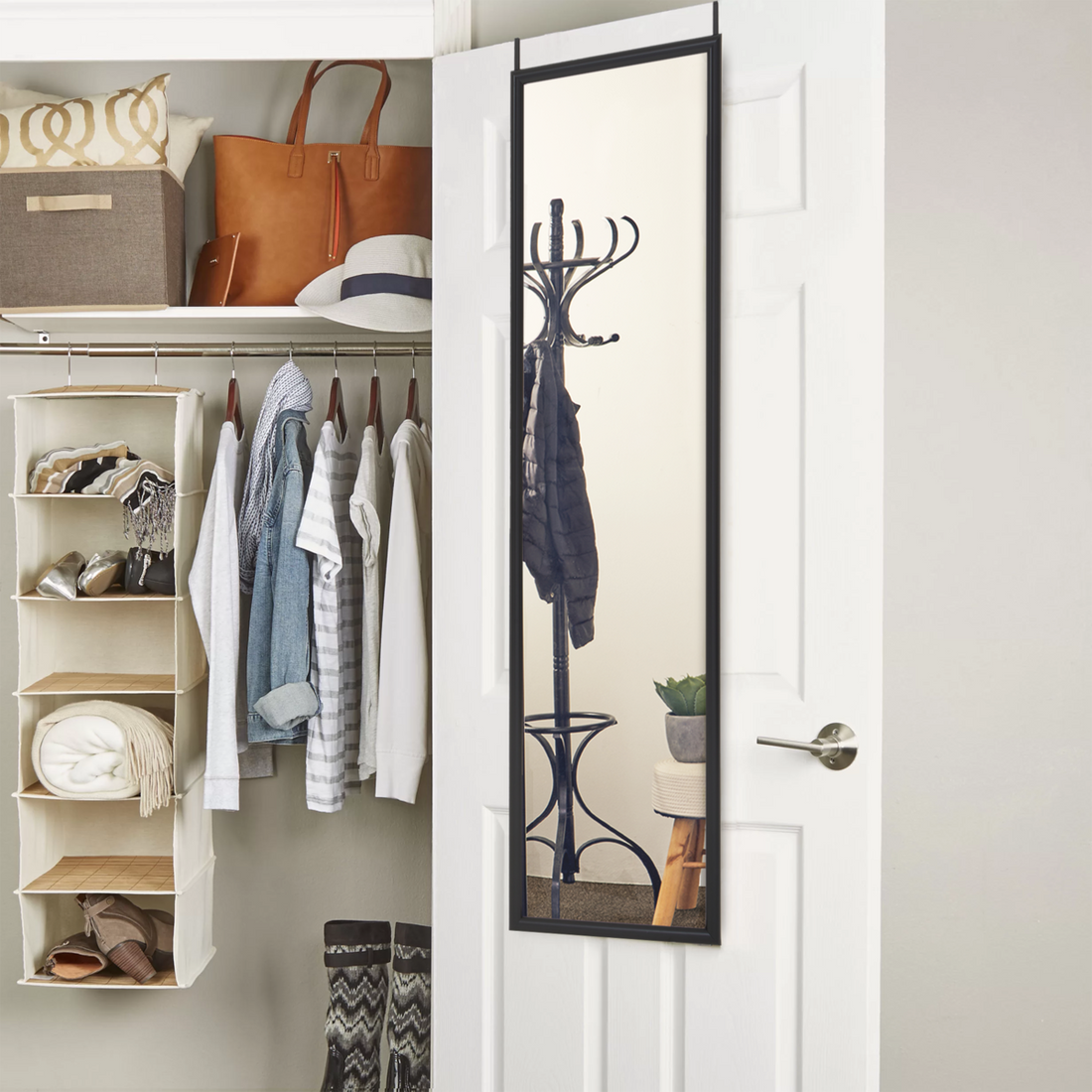 Mize Black Plastic Frame Over Door Mirror