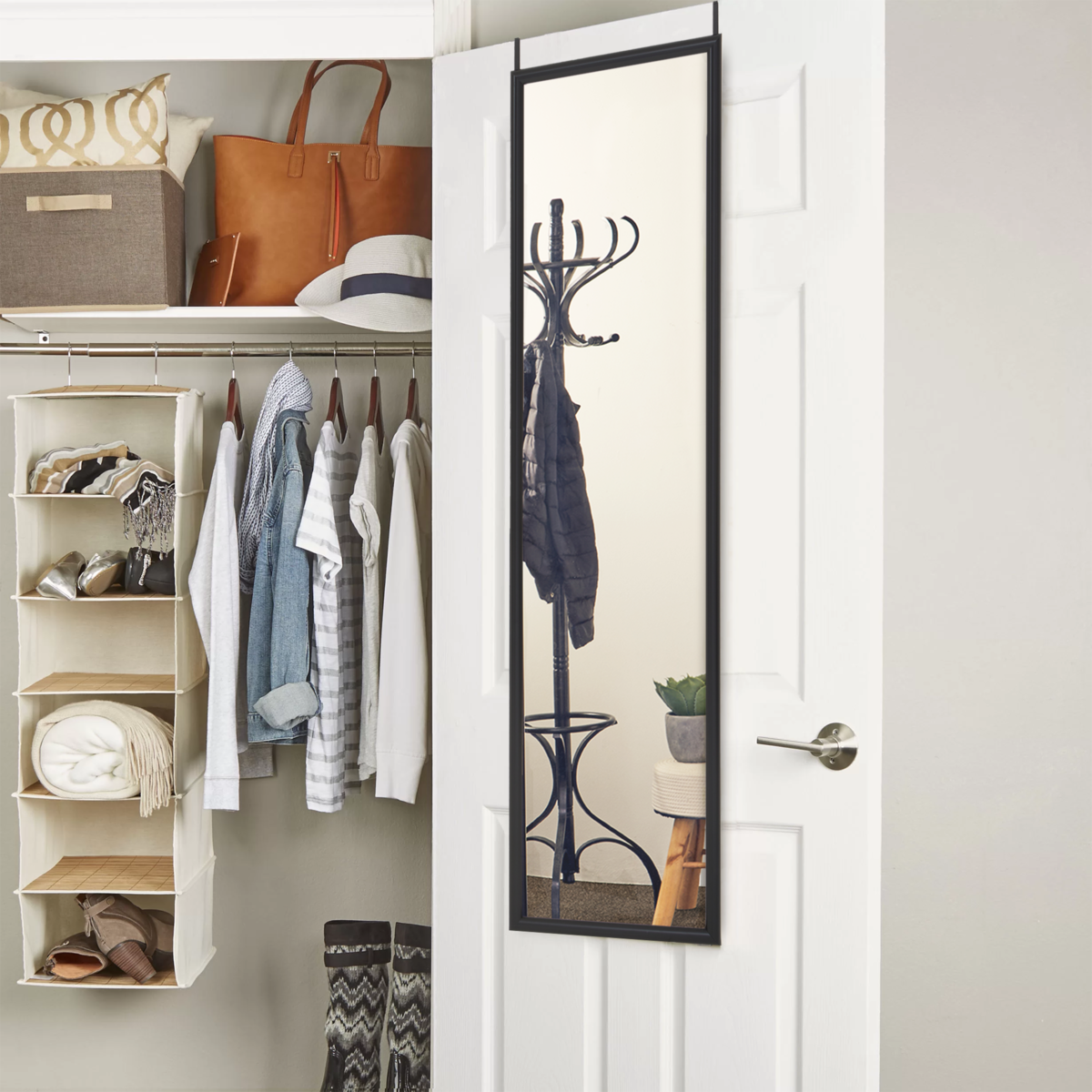 Mize Black Plastic Frame Over Door Mirror