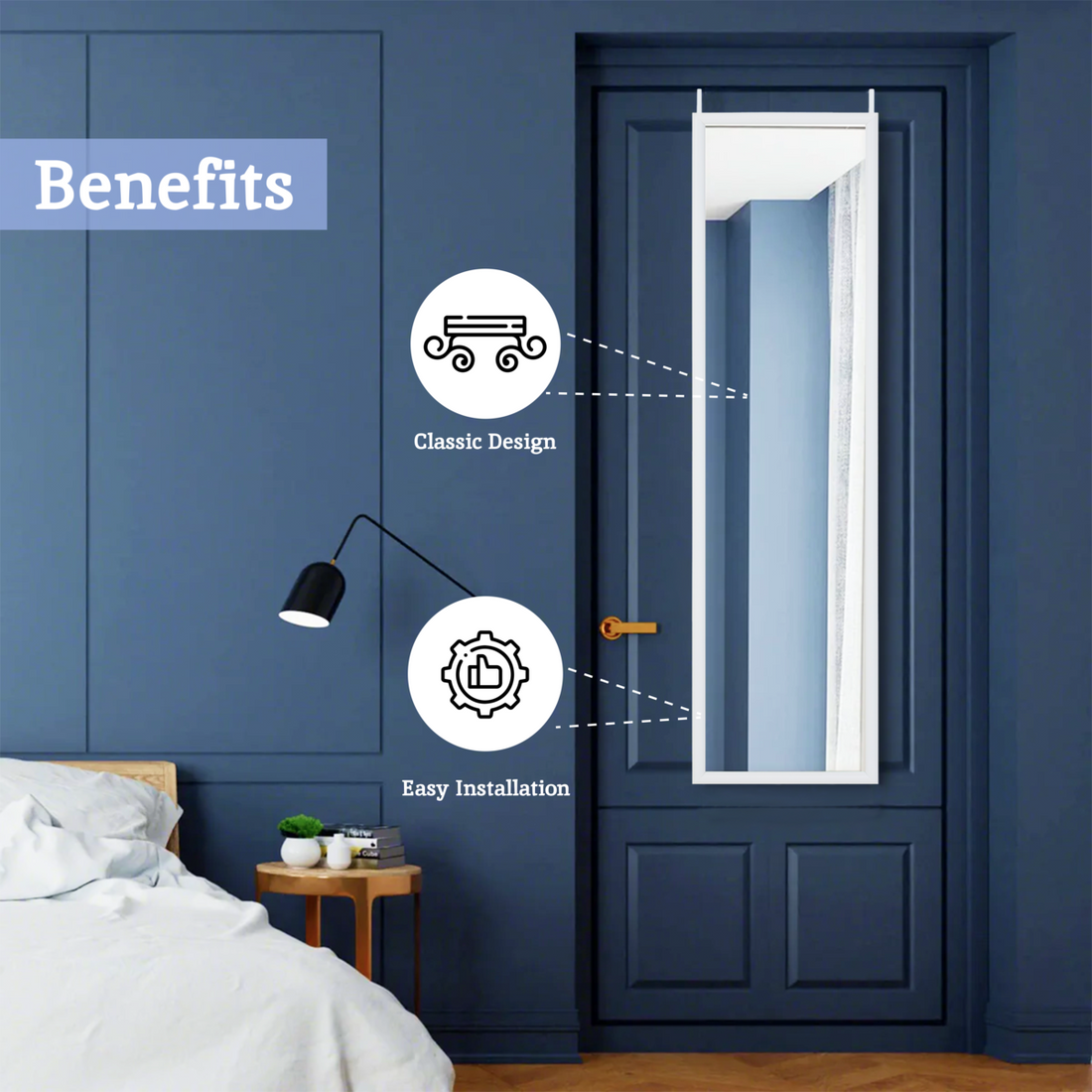 Mize White Plastic Frame Over Door Mirror