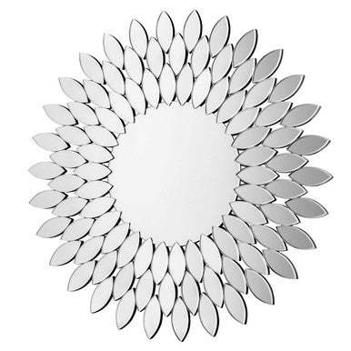Decorative wall mirror with a floral leaf pattern on a white background