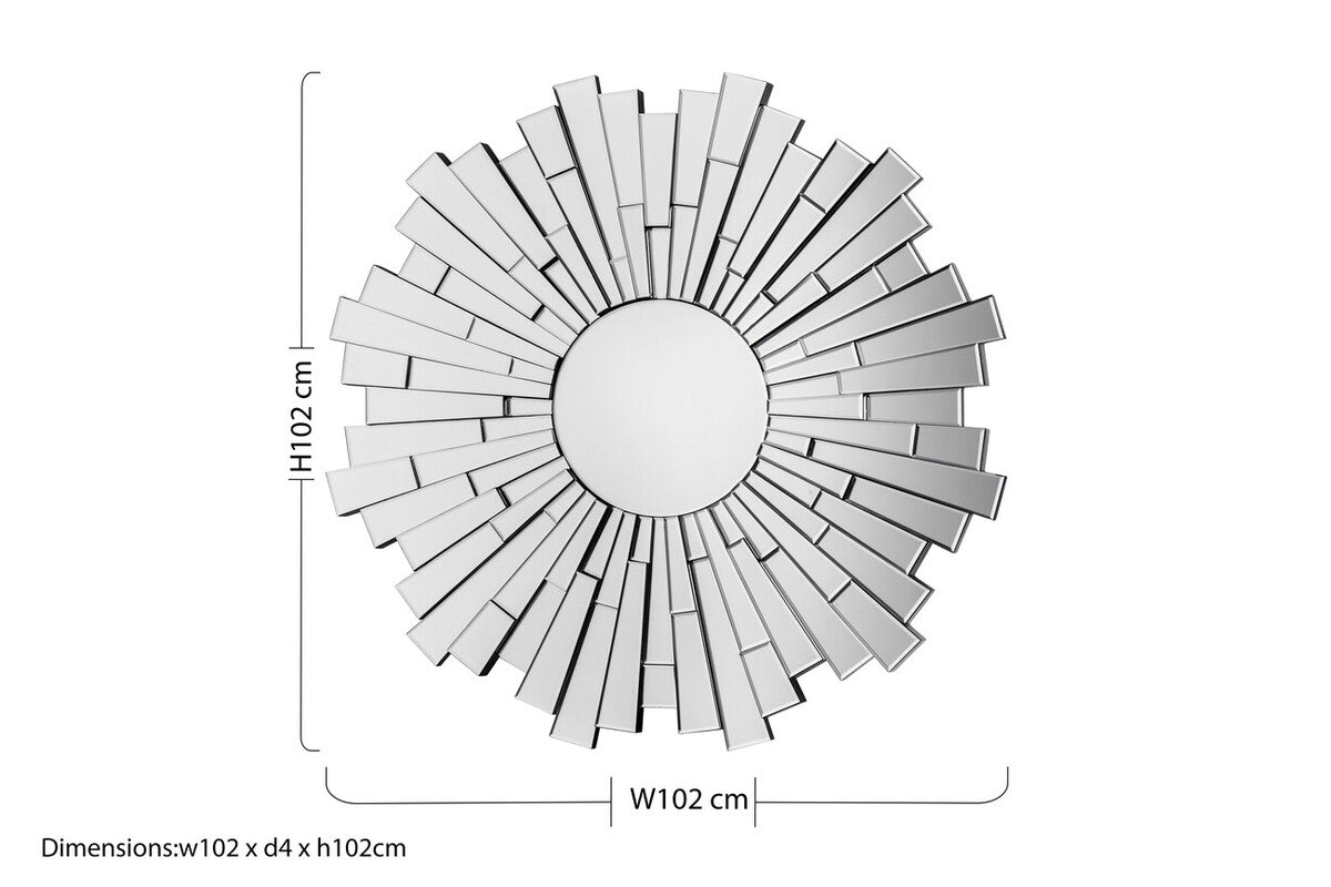 Glitzy Sunburst Round Wall Mirror
