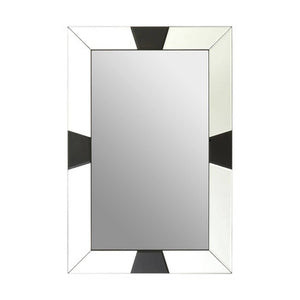Milania Black And White Bevelled Border Wall Mirror