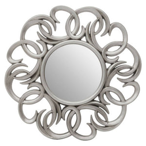 Adelere Silver Finish Swirl Round Wall Mirror