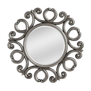 Adelere Silver Finish Baroque Round Wall Mirror