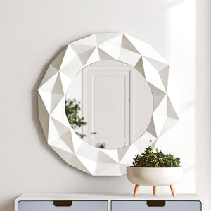 White High Gloss Round Wall Mirror | Stockholm