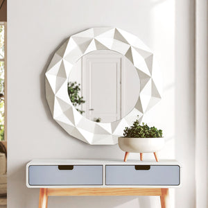 Stockholm White High Gloss Round Wall Mirror