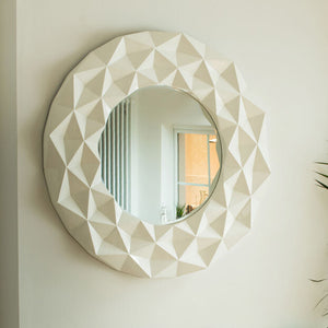 White High Gloss 3D Design Wall Mirror | Stockholm