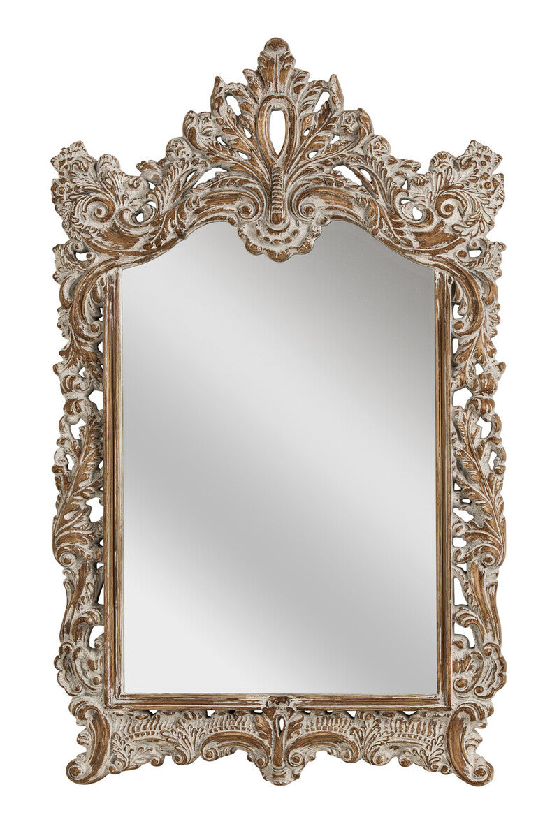 Decorative mirror with ornate frame on a white background
