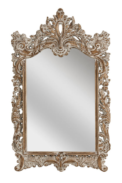 Decorative mirror with ornate frame on a white background
