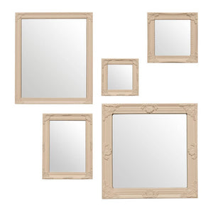 Set of 5 Baroque Mirrors Cream Finish Frame | Brussels