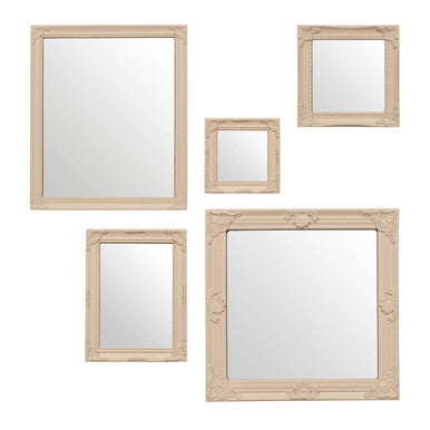 Brussels Set of 5 Baroque Mirrors Cream Finish Frame