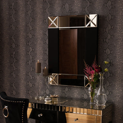 Boulevard Small Wall Mirror with Black and Bevelled Frame