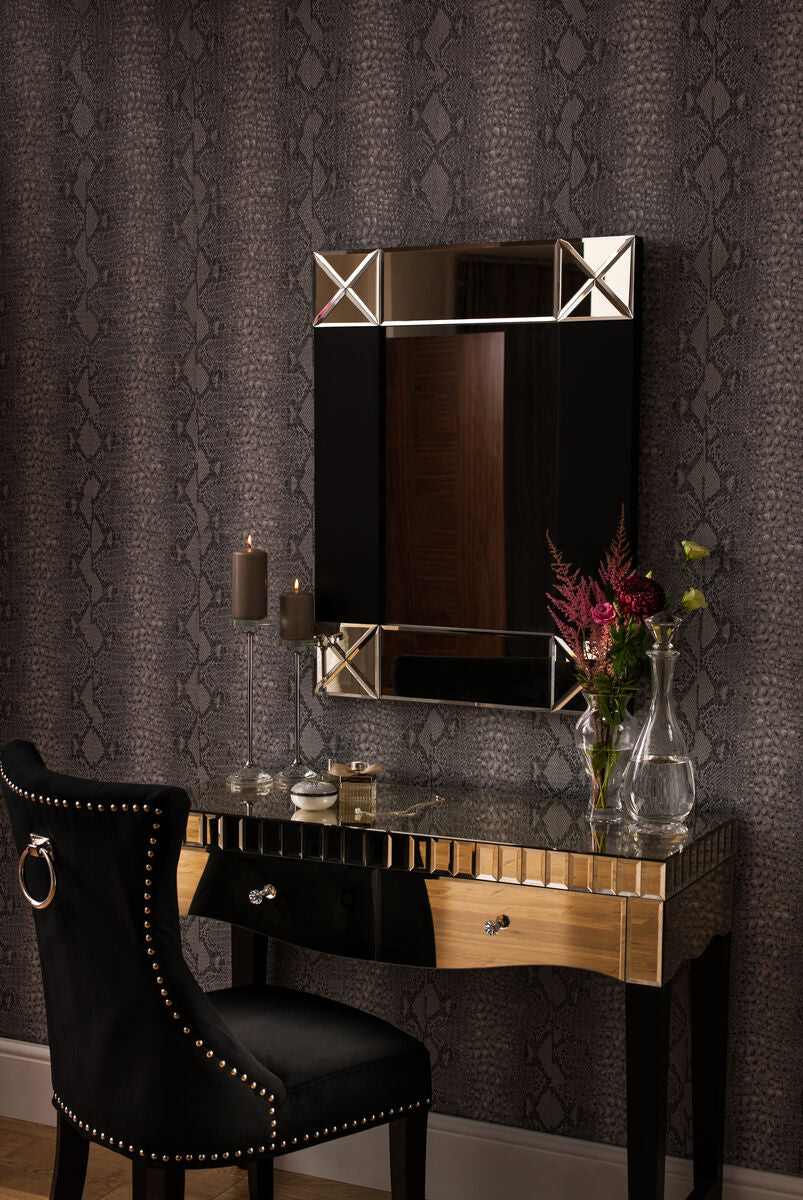 Boulevard Small Wall Mirror with Black and Bevelled Frame