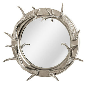 Stag Antler Steel and Nickel Finish Wall Mirror