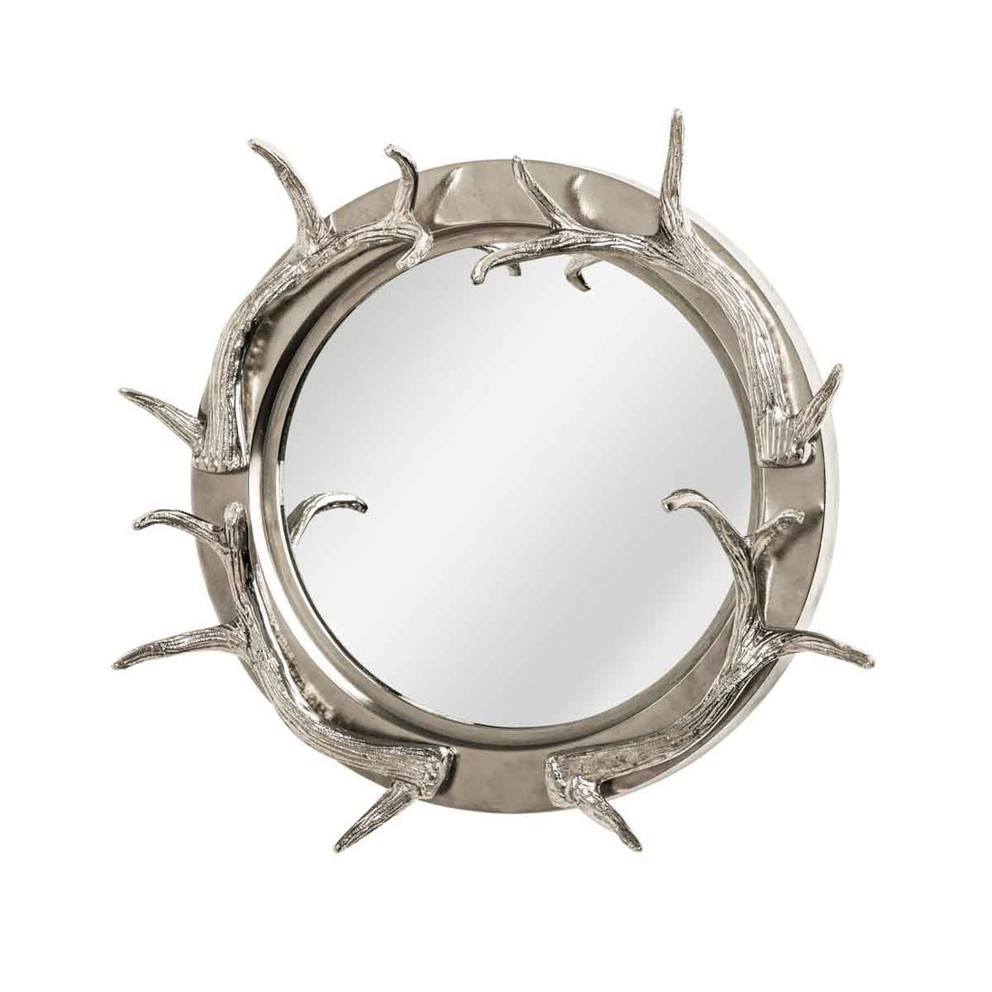 Stag Antler Steel and Nickel Finish Wall Mirror