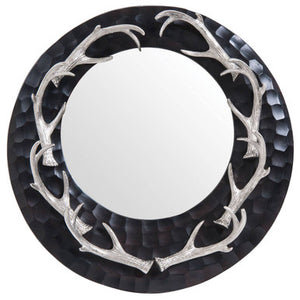 Stag Antler Brown and Nickel Finish Wall Mirror