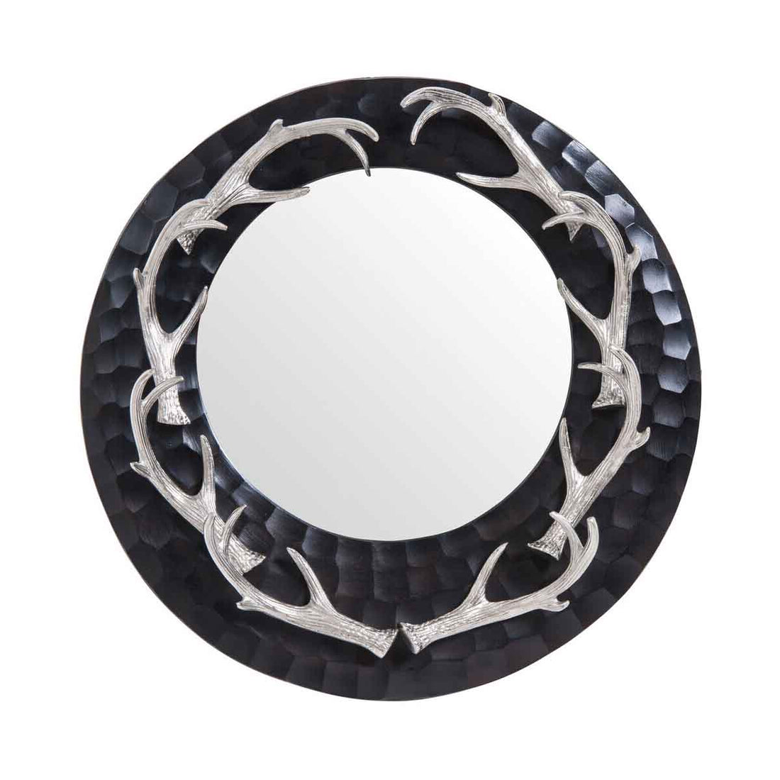 Stag Antler Brown and Nickel Finish Wall Mirror
