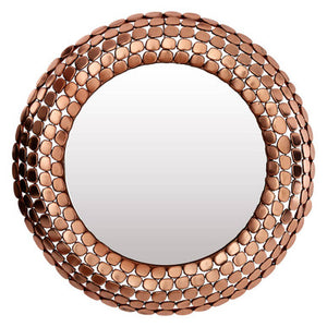 Templar Pebble Design Copper Finish Round Wall Mirror