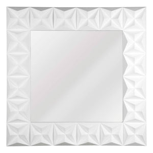 3D Effect Wall Mirror with White High Gloss Finish | Stockholm
