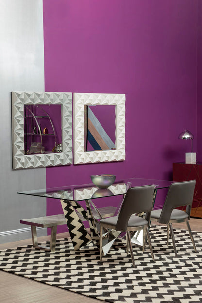 Stockholm 3D Effect Wall Mirror With White High Gloss Finish