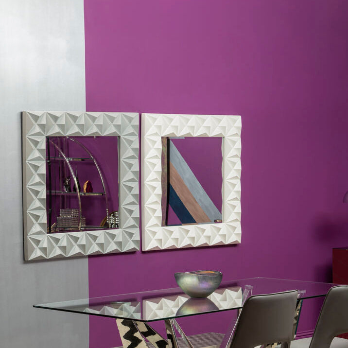 Stockholm 3D Effect Wall Mirror With Grey High Gloss