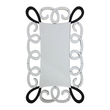 Vivienne Black and Silver Scroll Design Wall Mirror